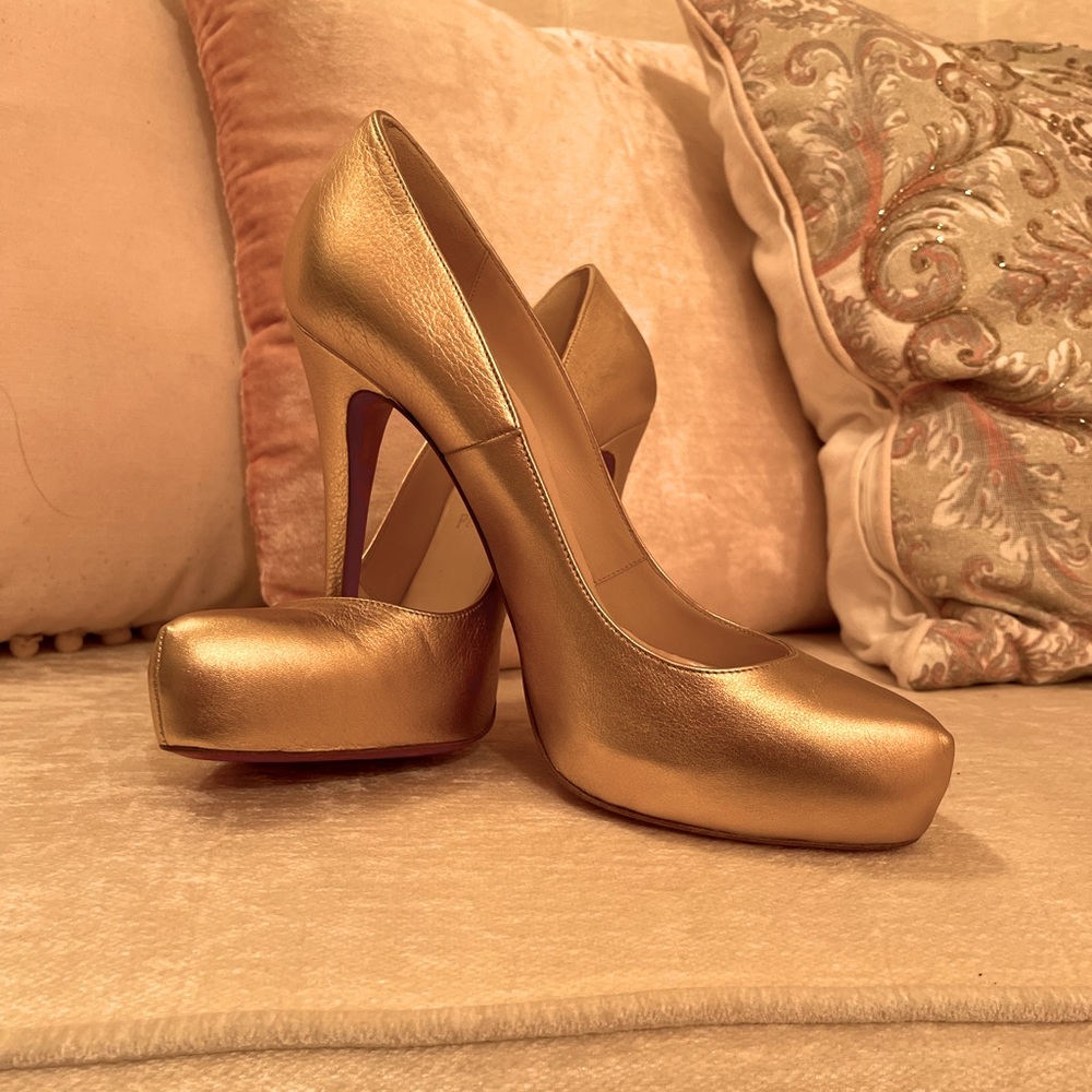 Christian Louboutin Metallic Gold Platform Pumps